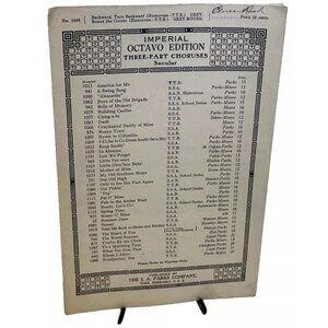 Backward, Turn Backward Round The Corner Sheet Music 1938 For 3 part Choruses